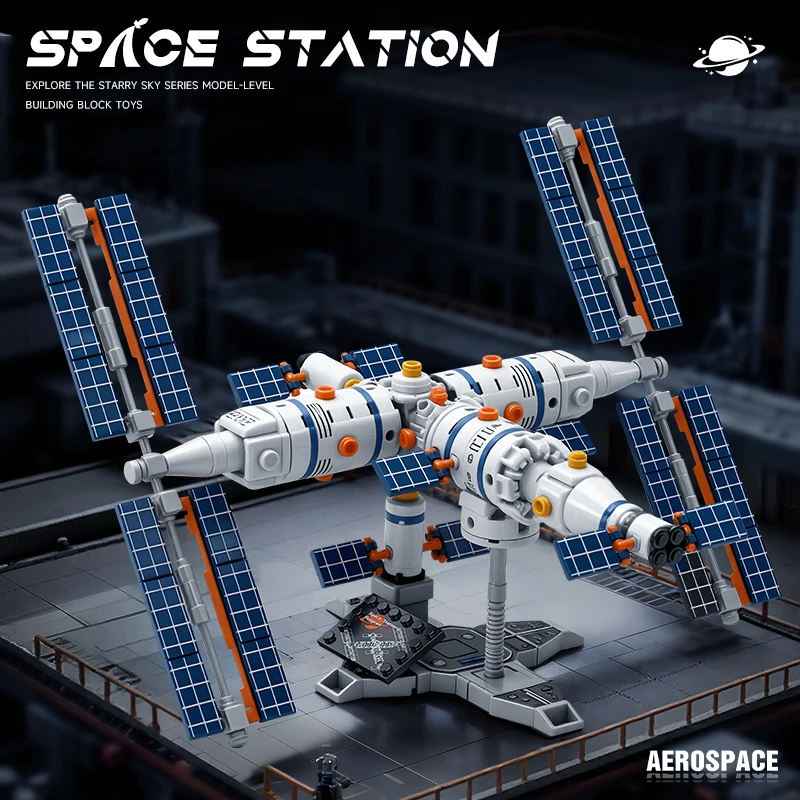 Stazione spaziale Building Blocks Architettura cittadina Mattoni Razzo aerospaziale Giocattoli Bambini Regali di compleanno di Natale per bambini Ragazzi Gir