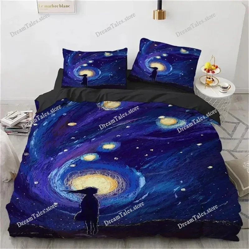 

Van Gogh Duvet Cover Oil Painting Style Starry Sky Night Bedding Set Microfiber Comforter Cover Gifts for Girls Boys Teen Decor3