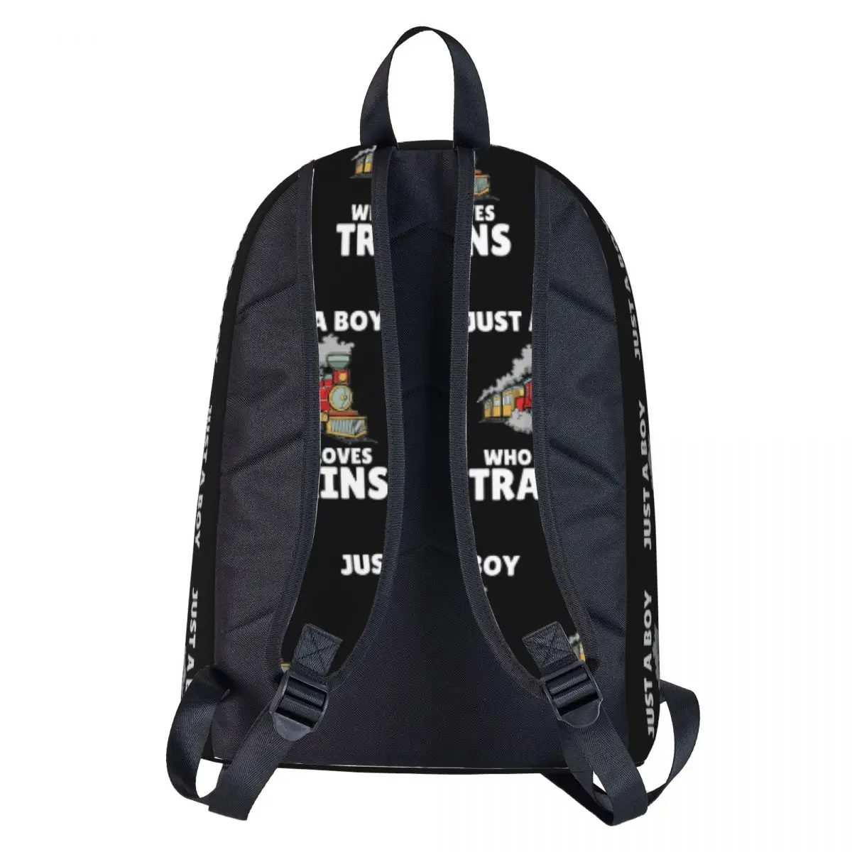 Just A Boy Who Loves Trains Backpacks Large Capacity Student Book bag Shoulder Bag Travel Rucksack Children School Bag