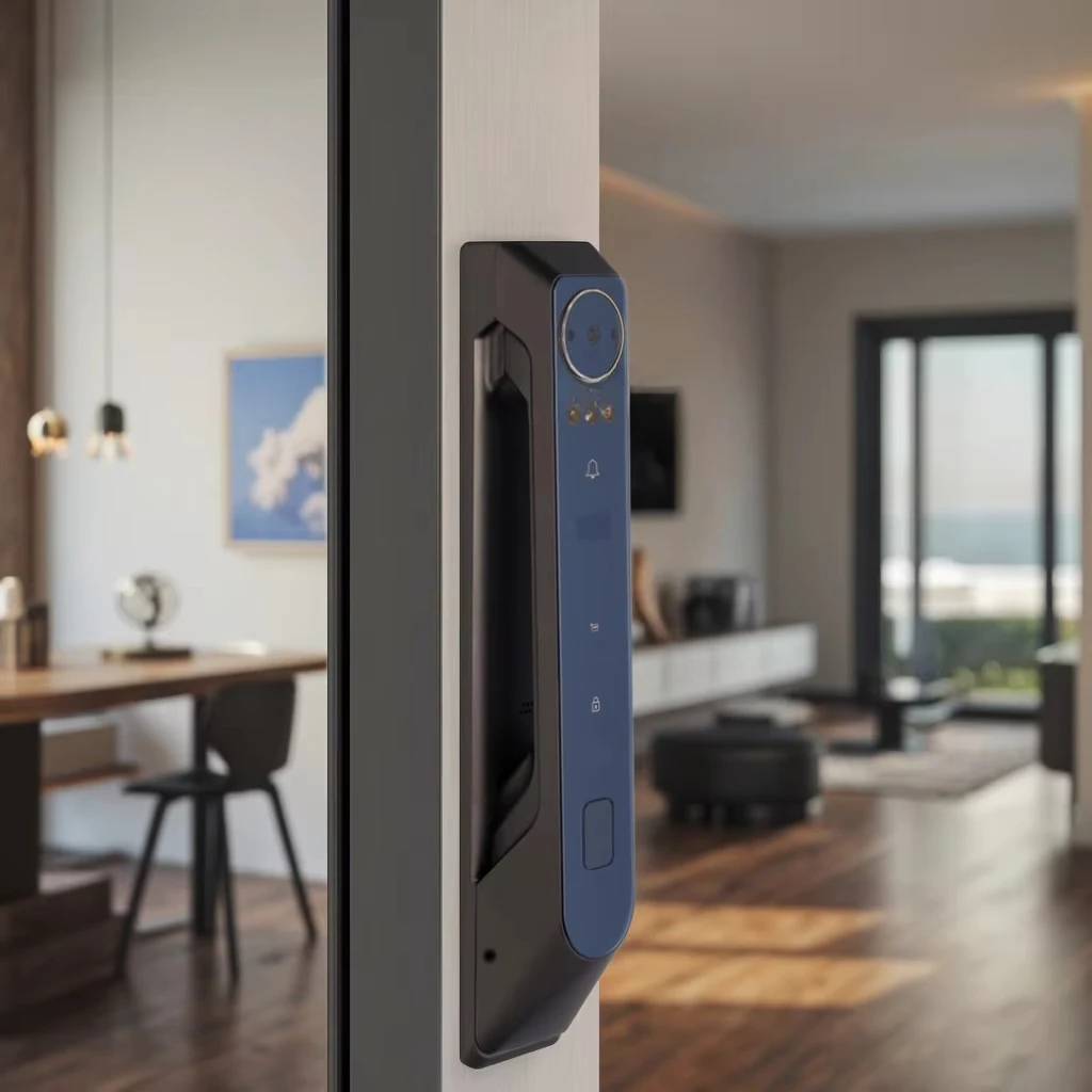 Smart Steel Door Lock Fingerprint & Face Recognition WiFi Remote Control Via APP with Night Vision-Made in China
