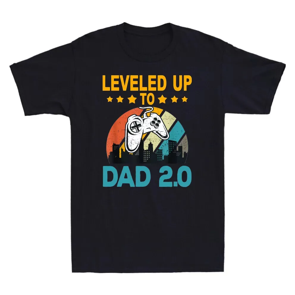 Leveled Up To Dad 2.0 Video Gamer Gift Gaming Vintage Men's Short Sleeve T-Shirt