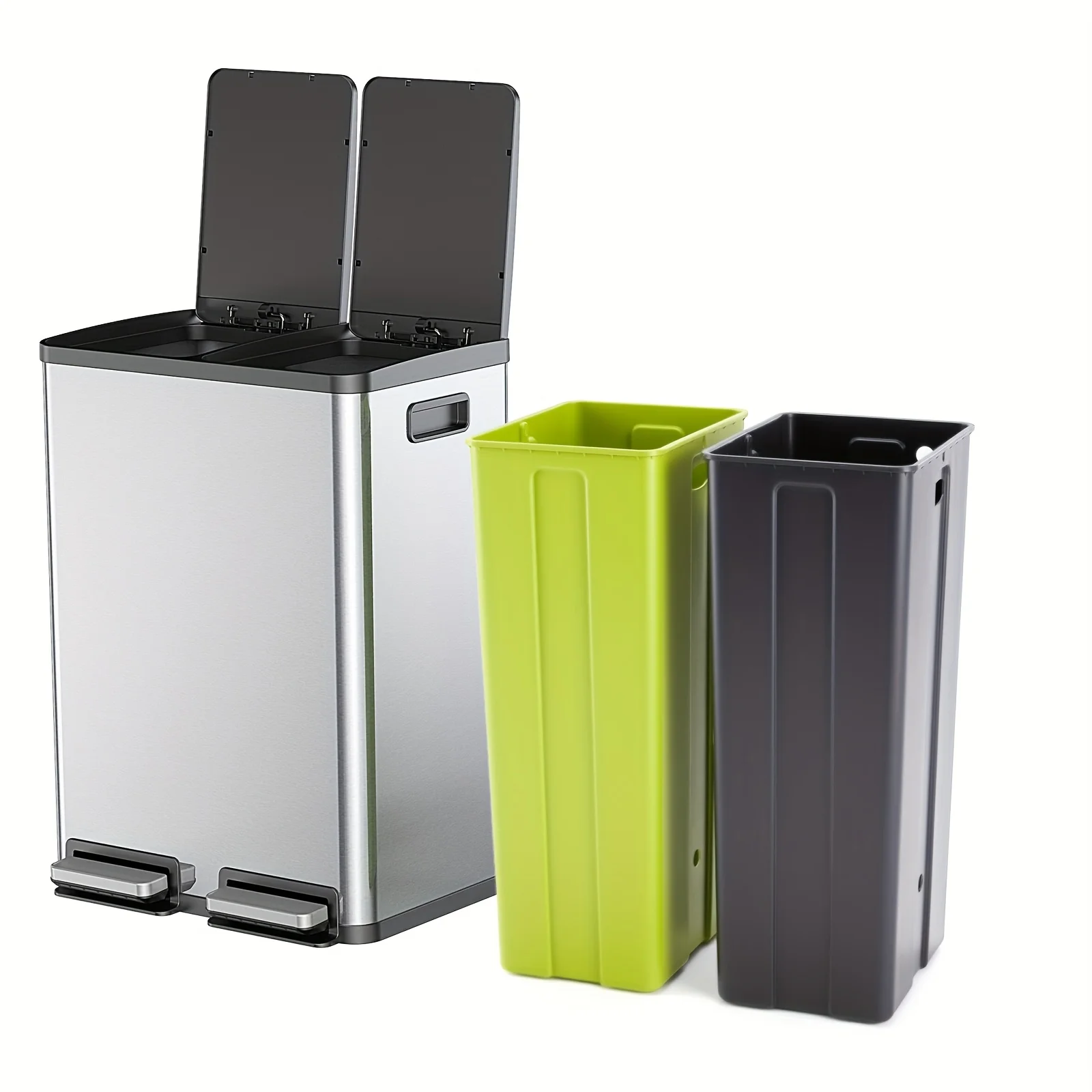 

Мусорное ведро JHK из нержавеющей стали на 60 л (16 галлонов) с двумя отсеками для сортировки отходов, для Хэллоуина и Рождества