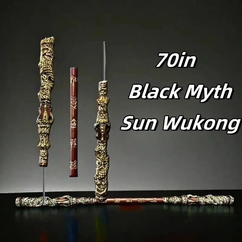 180cm Black Mythical Theme Wukong Stick Authentic Full Size Plastic Material  Role Playing Prop Home Decoration Gift