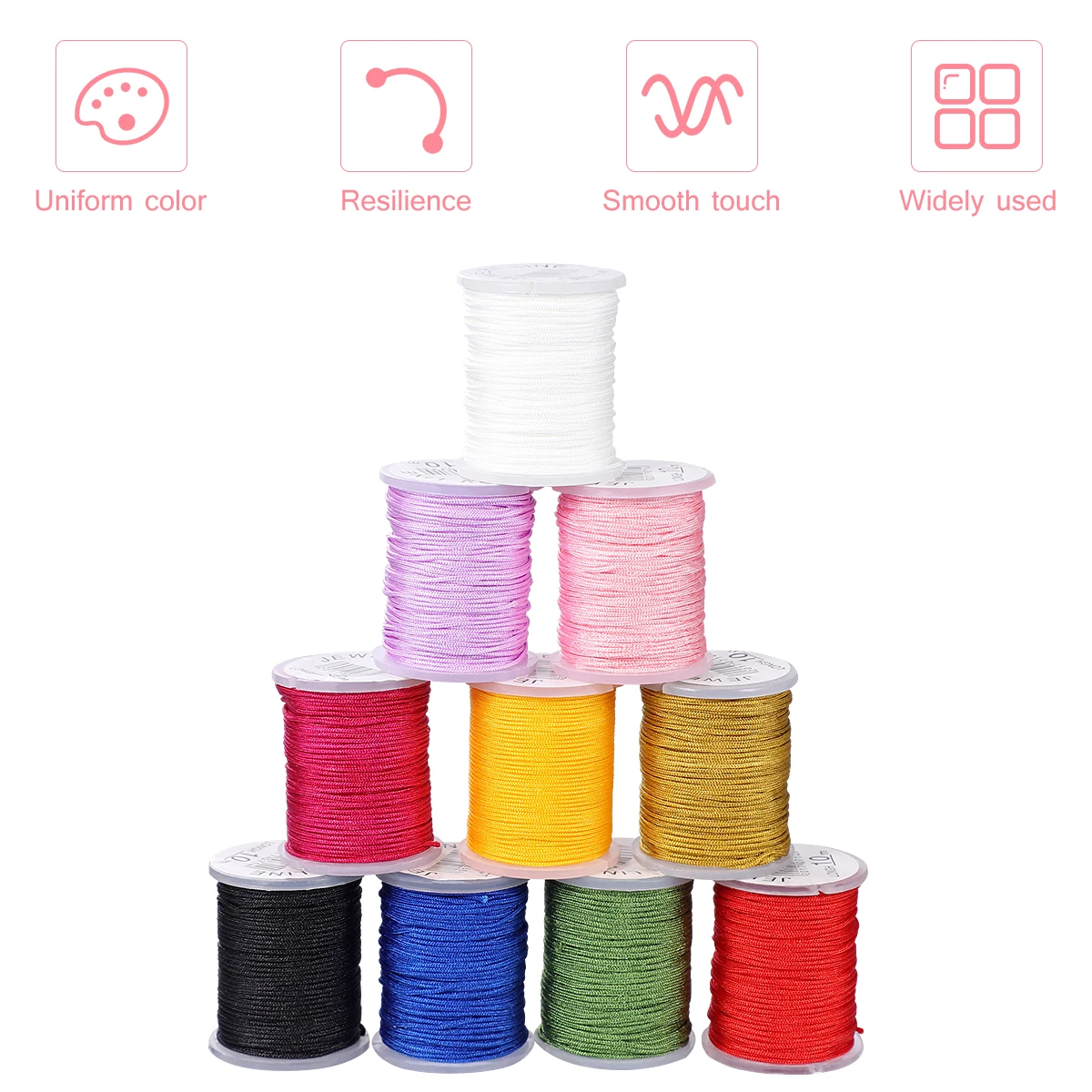 

10pcs Nylon Beading Cords 0.8mm Thickness Durable Jewelry Making Craft Supplies Hand Knitting Macrame Knotting Bracelets