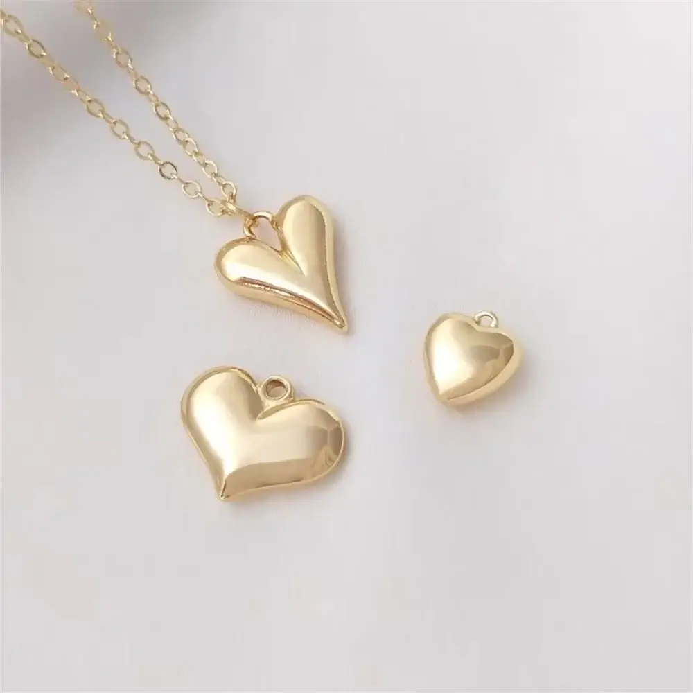 14K Gold Plated New heart hanging ornaments love small pendant handmade DIY bracelet necklace clavicle chain pendant