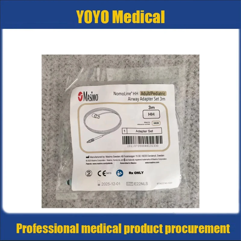 Фото Оригинальная пробоотборная трубка Masimo для измерения CO2, трубка для измерения CO2 NomoLine HH, адаптер для взрослых/детей MediaticAirway, комплект 3 м.