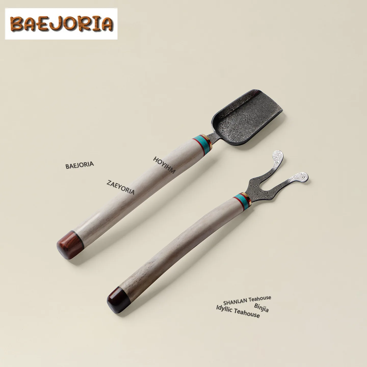 BAEJORIA Damascus Ostrich Bone Tea Tweezer Japanese Tea Clip Household For Toast Bread Pickles Tieguanyin Teaset Decoration Gift