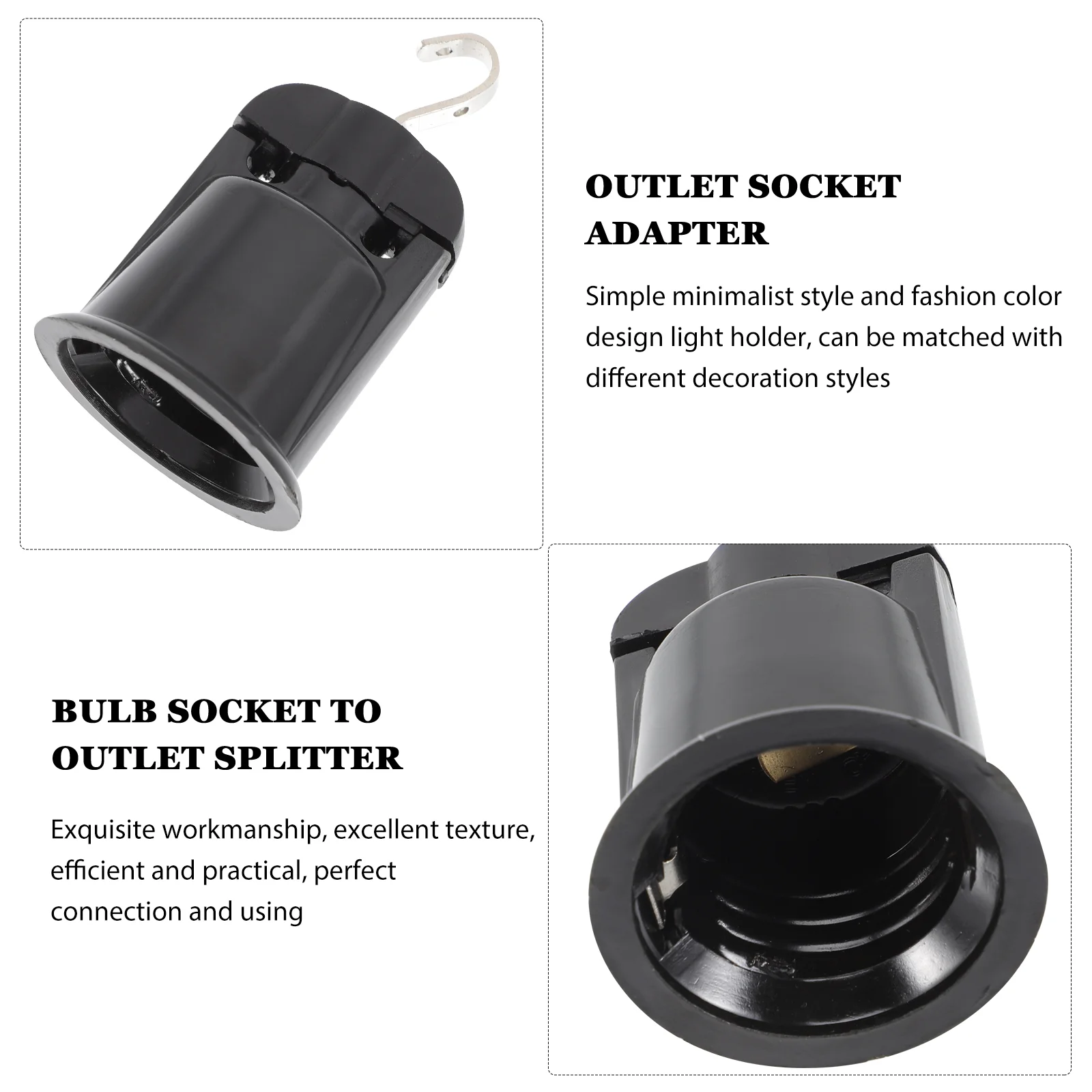 Lampu LED bohlam portabel soket, lampu portabel dengan kait lampu hitam untuk bagian Kamar Tidur ke colokan adaptor