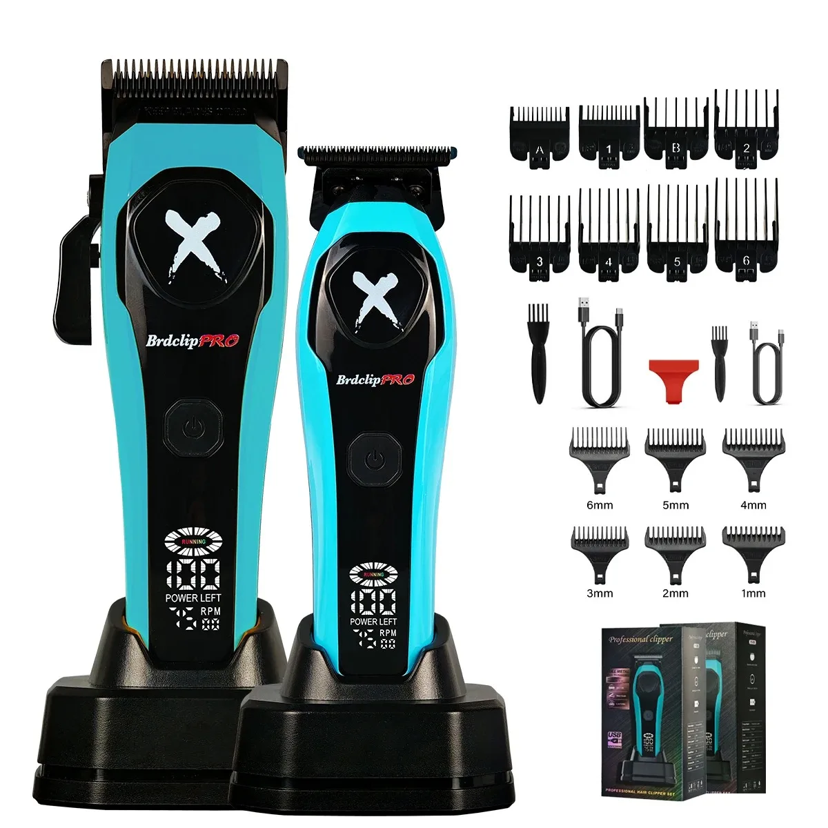 BRDCLIP Haartrimmer Oplaadbaar Kappers Verstelbaar Haarknipmachine Draadloos LED-display Trimmerset BRD-619 BRD-339