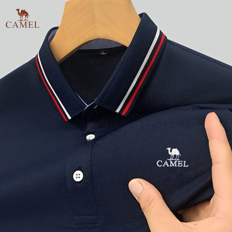 New Summer Embroidered CAMEL Polo Shirt for Men\'s High Quality Fashion Casual Comfortable and Breathable Short Sleeved T-shirt