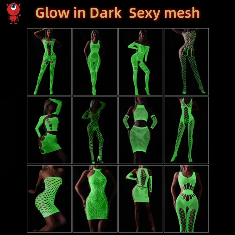 빛나는 섹시한 바디 슈트 속이 빈 그물 의류 섹시한 란제리 바디 슈트 메쉬 드레스 속옷 속박 섹스 의상