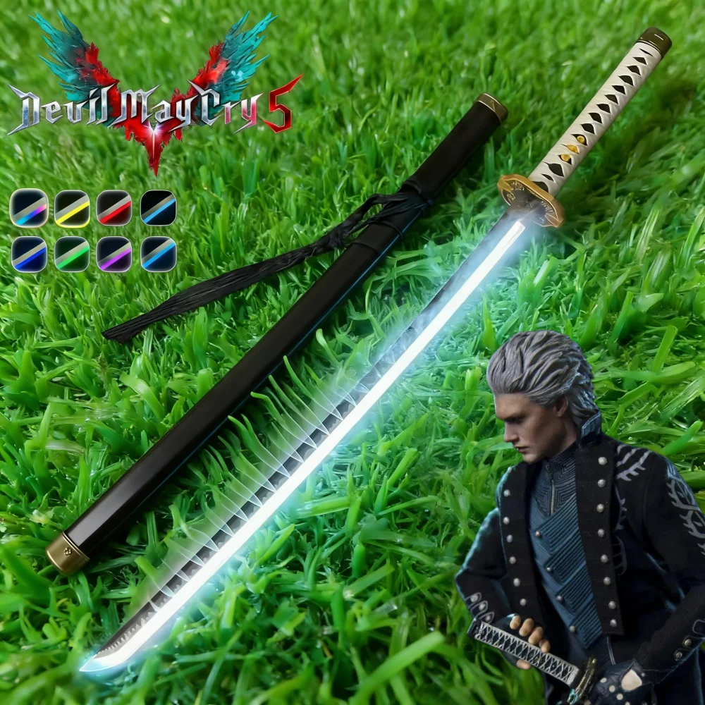 

40-дюймовый светодиодный меч Yamato Vergil (Dante's Blade) из Devil May Cry, оригинальный световой меч, настоящая японская катана, реквизит для косплея, игрушка, подарок
