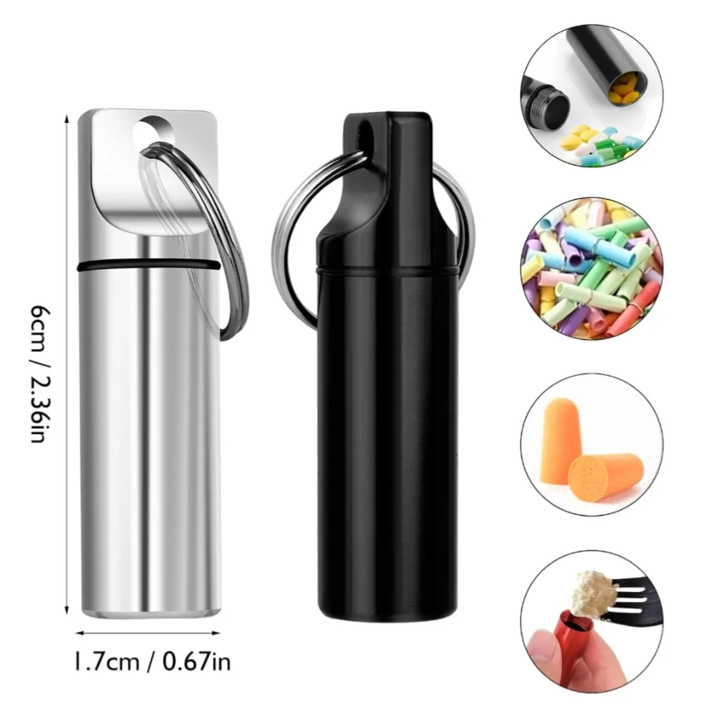 جديد محمول مقاوم للماء الألومنيوم معدن حلقة رئيسية علبة حبوب منع الحمل حاوية منظم كبسولة محكم اللوحي للتخزين على الذهاب #6