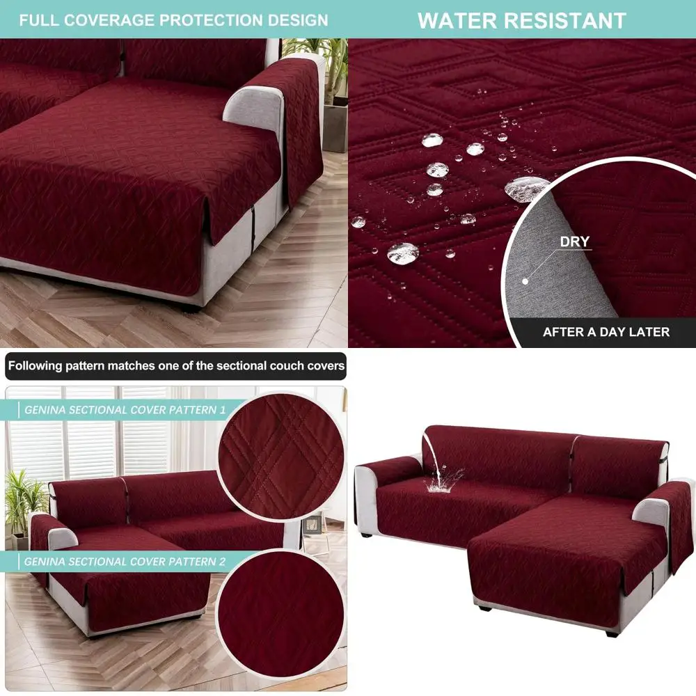 

Приятный для домашних животных двусторонний L-образный секционный чехол для дивана для шезлонга, маленький винно-красный