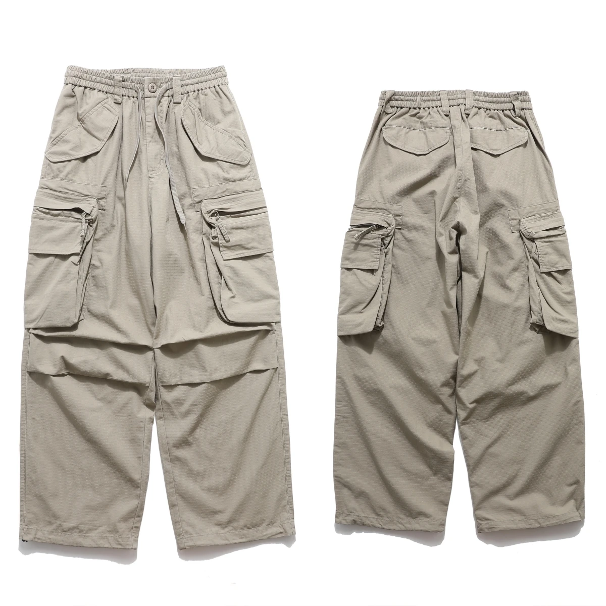 

able Comfortable Japanese Retro Multi-ket Work Pants Paratrooper Loose Straight Casual Long Trousers for Youth