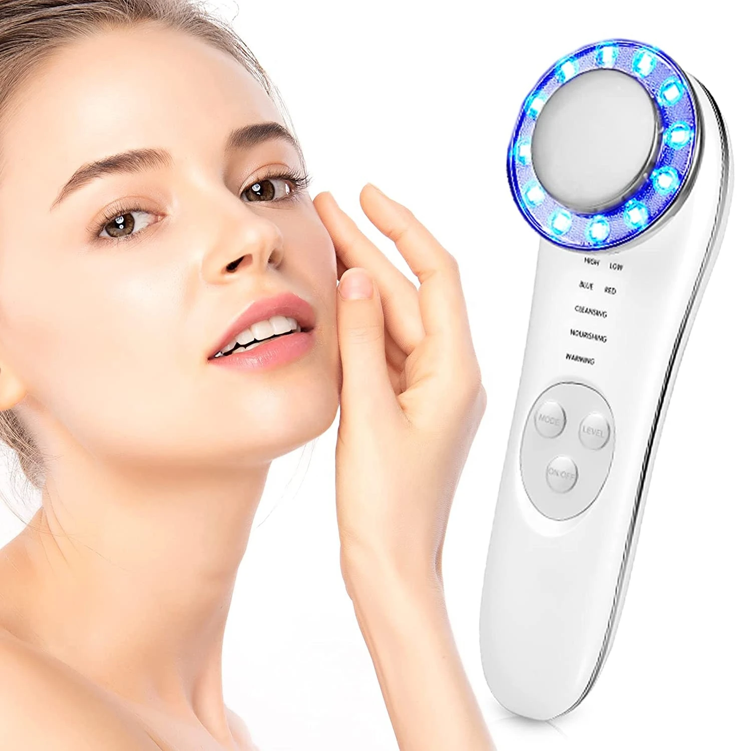 RF Facial Beauty Device LED Light Skin Tightening Wrinkle Removal Firming Tool for Anti Aging Face Lifting Home Care