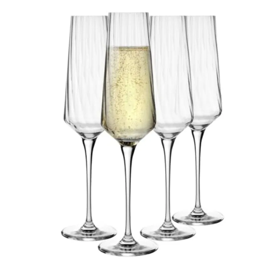 

Decorative Champagne Glasses Set of 4 Glasses 4 x 6 8 FL OZ Avant-Garde LUMI Collection Unique Gift Idea Dishwasher Safe Made i