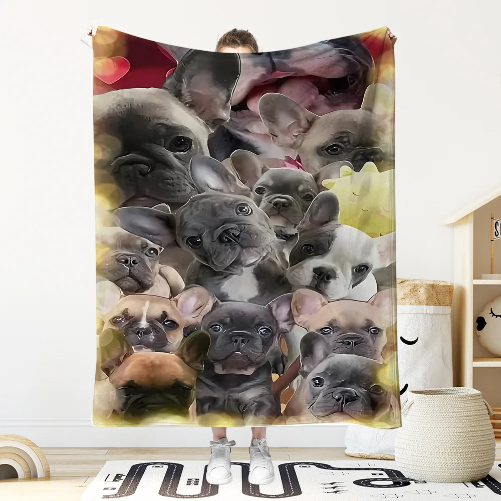 Boston Terrier Abstract Swirl Art Flannel Blanket For Modern Pet Lovers Soft Warm Throw Blanket Accent