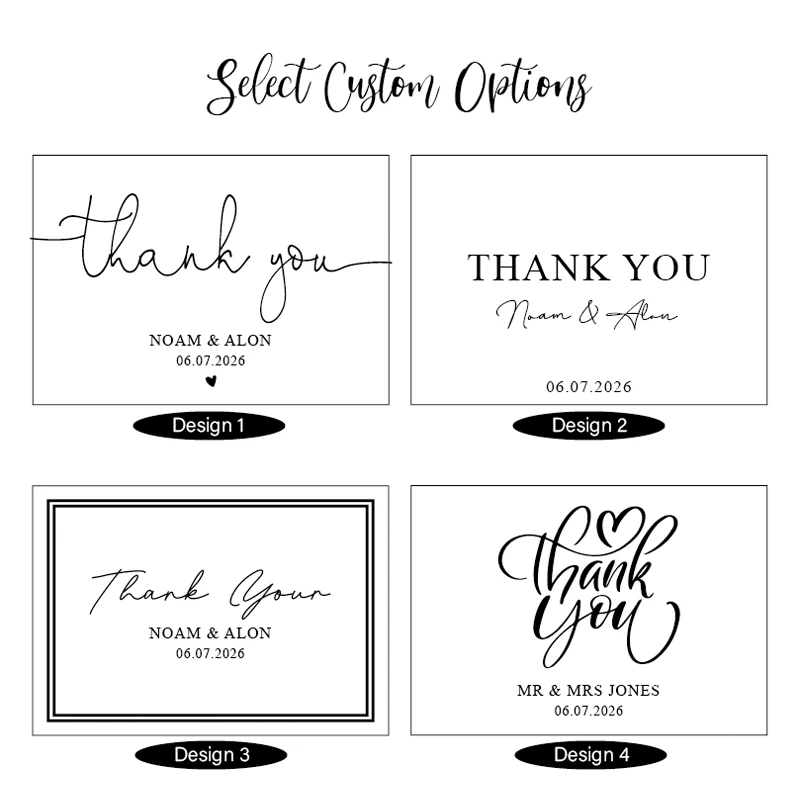 20PCS Personalized Thank You Card with Foil, Customizable Thank You Card for Wedding Thank You Card, Business Thank You Card