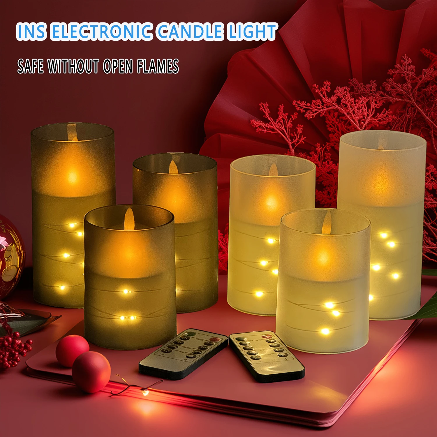3pcs electronic candle light waterproof simulation flameless candle LED remote control candle decoration candle festive atmosphe