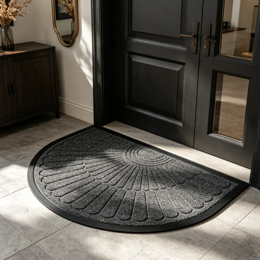 Half Round Foot Mat Non Slip Rubber Dirt Absorbent Wear Resistant Entrance Bathroom Door Mat Room Home Decor Accessories Gift
