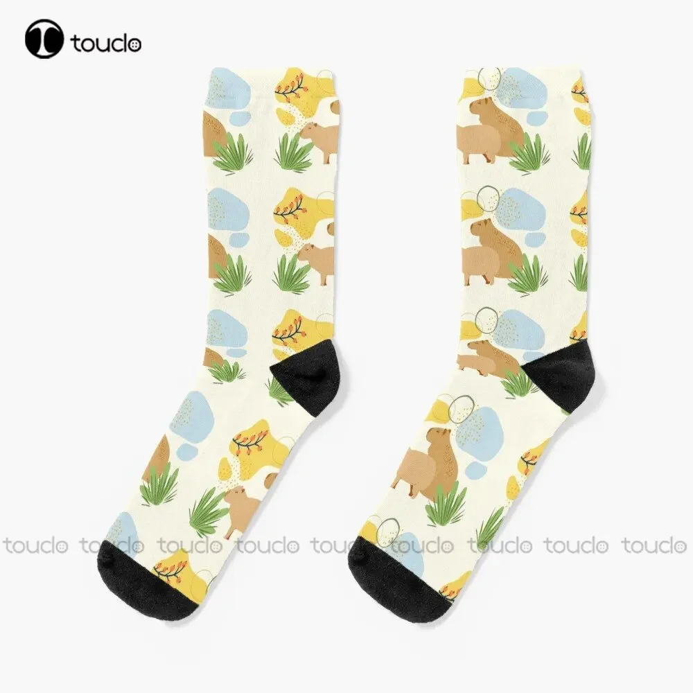 Capybara Abstract And Minimal White Socks Women Personalized Custom Unisex Adult Teen Youth Street Skateboard Socks