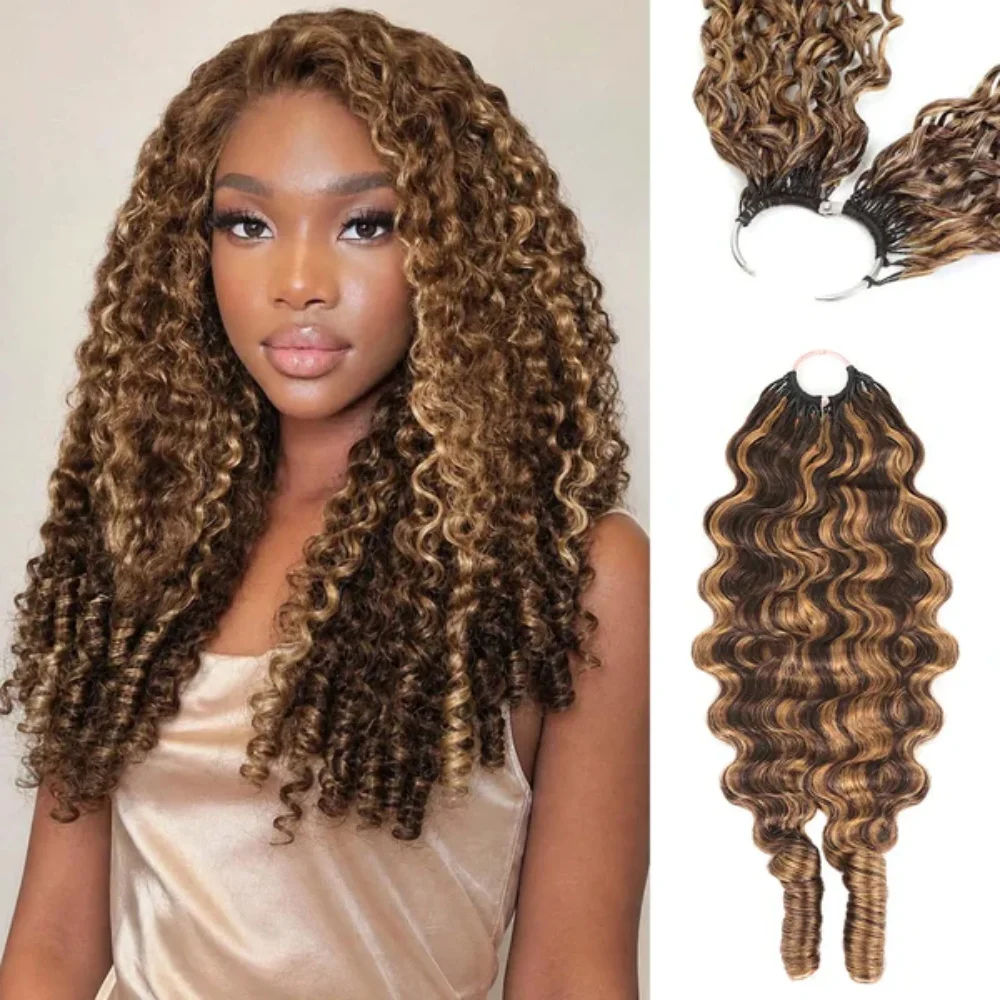 Highlight Burmese Curly Feather Crochet Human Hair Knotless Crochet Hair Boho Braids Crochet Hair Miracle Knots Human Hair