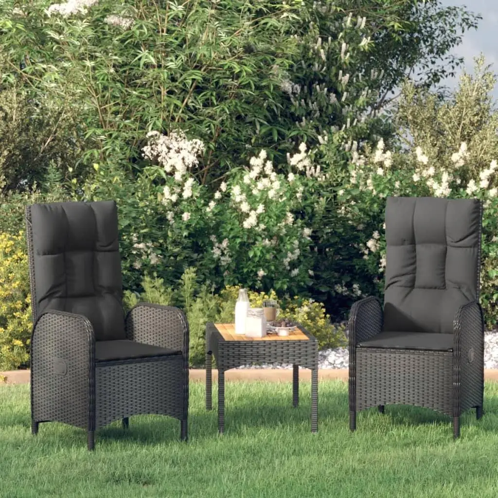 

Black PE Rattan Garden Lounge Set with Solid Acacia Wood for Outdoor Relaxation and Comfort