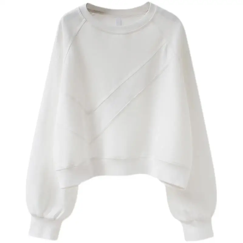 

Весенне-осенний однотонный модный свитшот с круглым вырезом и длинными рукавами, женские уличные хлопковые повседневные свободные универсальные пуловеры