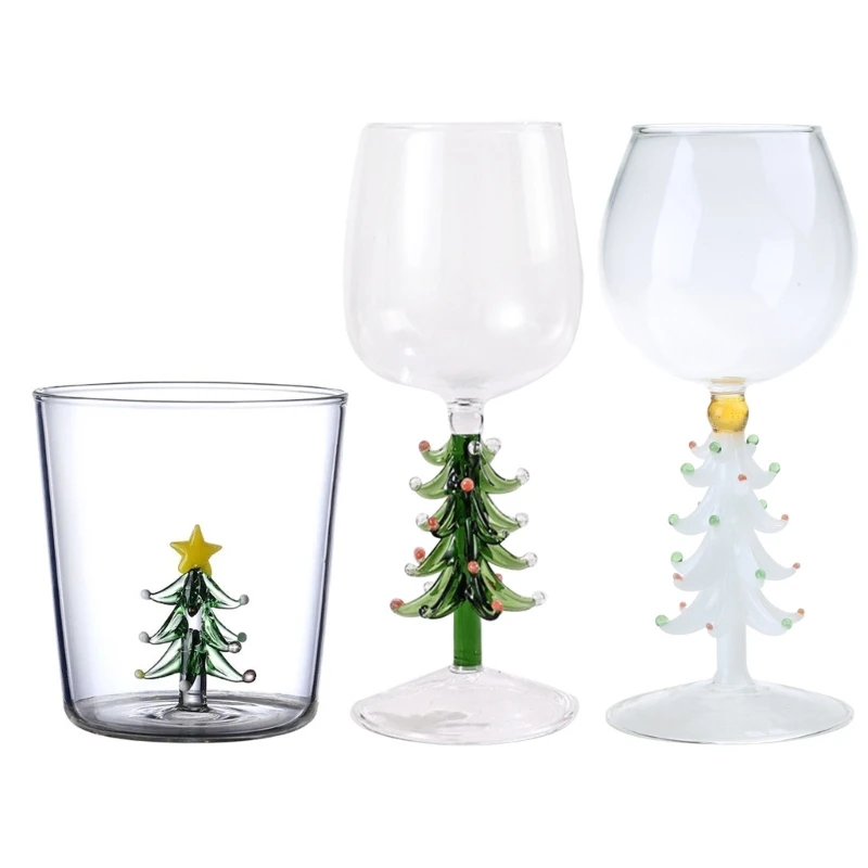 

2025 New Christmas Tree Wine Glass Stem Wine Glasses Elegant Wine-Goblet Wine Glass Wine Vintage-Decor Festive-Atmosphere Gifts