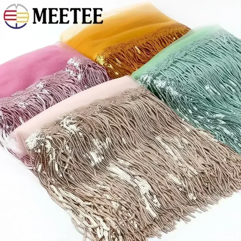 1/2/3Yards 20cm Sequin Fringe Tassel For Sewing Lace Trim Glitter Ribbon Tapes DIY Dance Performance Decoration Sewings Material