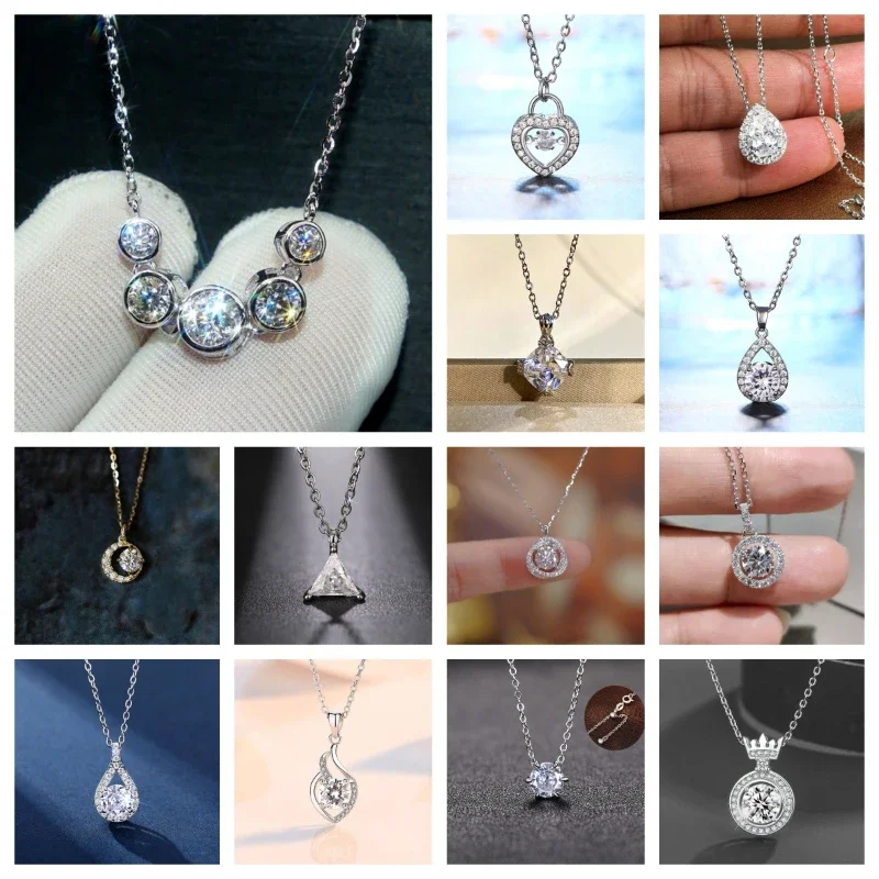 Valentine's Day Gift Round Shining Zircon Pendant for Women, Elegant and High Grade, Hanging and Dynamic Small Necklace