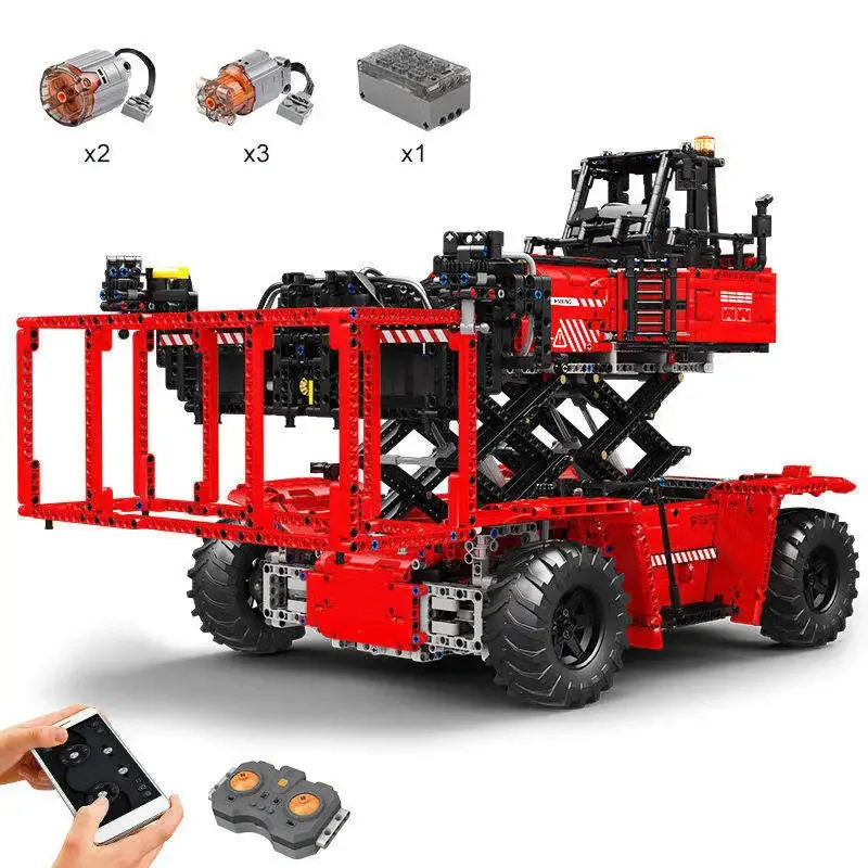 Mould King 17029 Technical Engineering RC Container Truck With Scissor Fork Lift Model Truck Building Block Kids Educational Toy