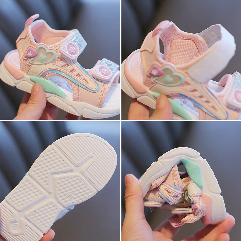 Sandalias Princess Sandals Summer New Cartoon Girl Shoe Soft Sole Baby Sandals Fashion Beach Shoe Flat Sandals Kid Shoe 샌들