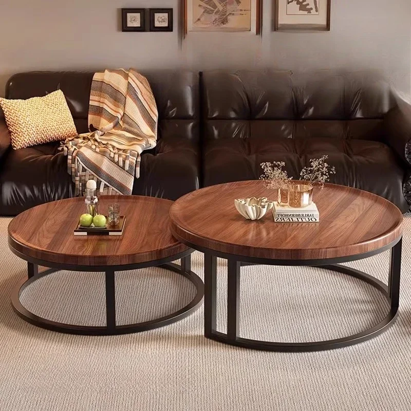 طاولات القهوة المستديرة الفاخرة خشبية مرنة طاولات القهوة لغرفة المعيشة الصغيرة الحد الأدنى في الهواء الطلق أثاث صالة Meubles العتيقة
