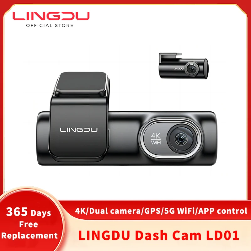 

LINGDU LD01 Dash Cam 4K Front 1080P Rear Camera for Car DVR 5.8G WiFi Dual Camera Built-in GPS Voice Control 24H Parking Monitor