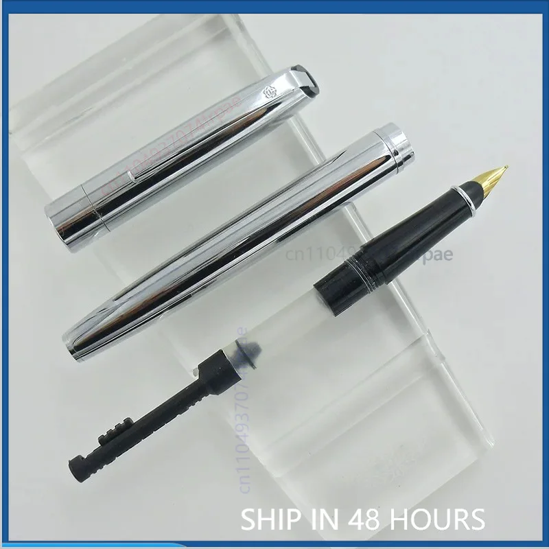 NOS For Hero General Factory 828 Fountain Pen Polished Chrome Matte Silver Semi Open Nib Ink Converter Vintage Iridium Pen（4pcs）