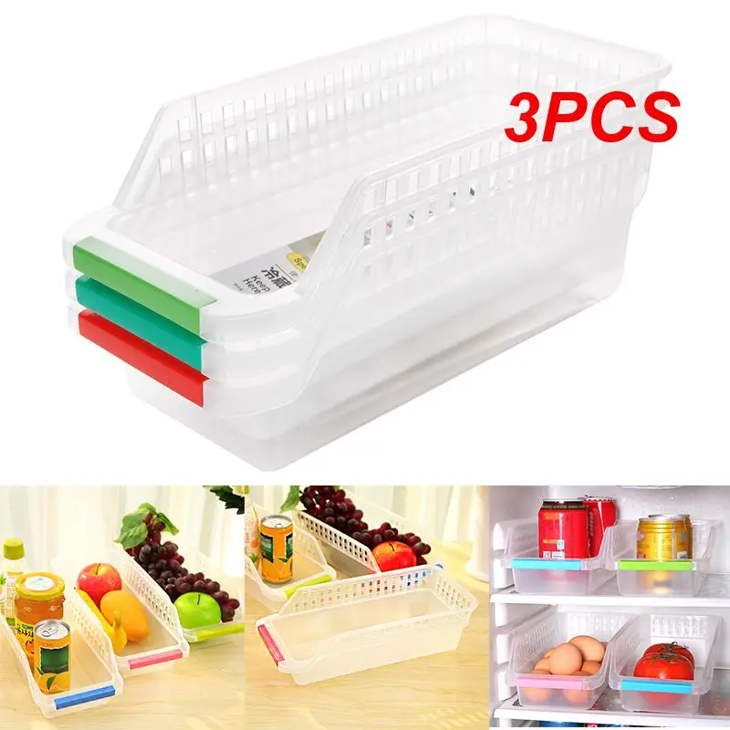 

3PCS Fridge Space Saver Organizer Refrigerator Fruits Vegetables Storage Holder Home Kitchen Food Container Storage Container