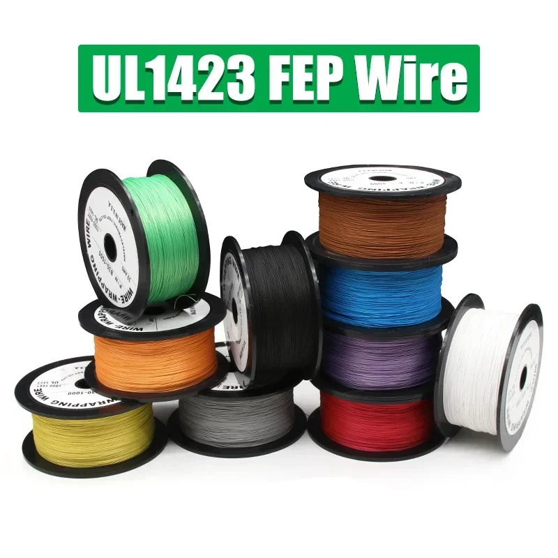 

5/10/50M UL1423 PTFE Wire Silver Plated Copper 38/36/34/30/28/26/24AWG High Temperature Electronic Single Core Micro Fine Cable