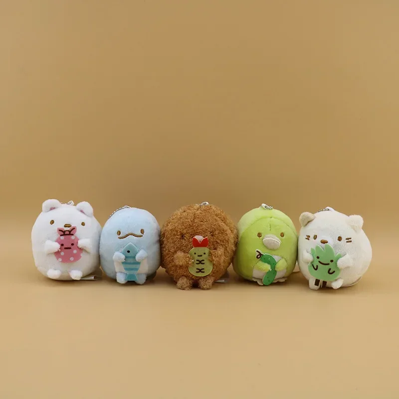 9cm Kawaii Japanese Sumikko Gurashi 10pcs/lot Corner Bio Plush Keychain Pendants Toys new Stuffed Cloak Animals Lovely Bag Xmas