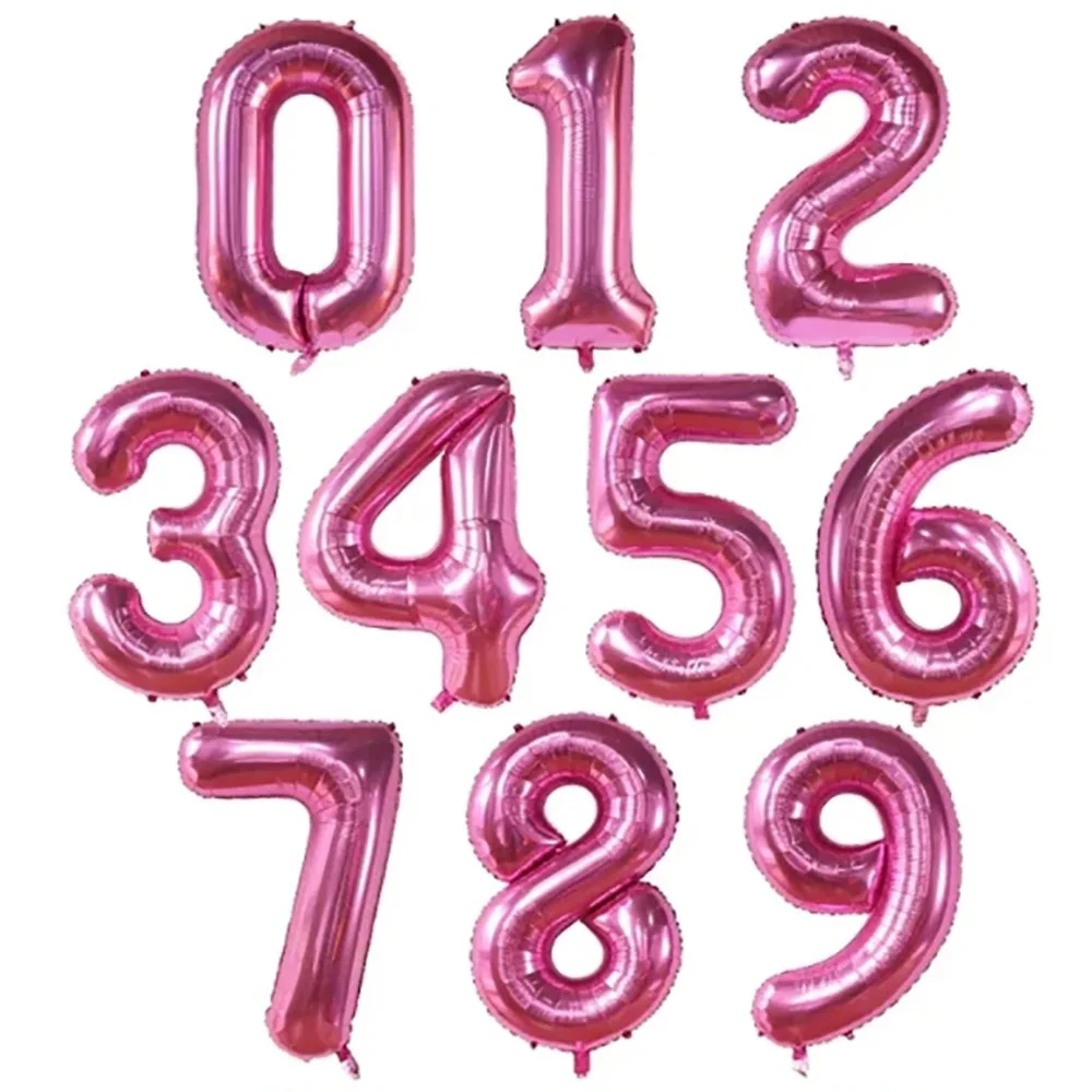 

40Inch Rose Red Number Foil Balloon 1 2 3 4 5 6 7 8 9 years Digital Globos Children Birthday Party Decoration Baby Shower Toy