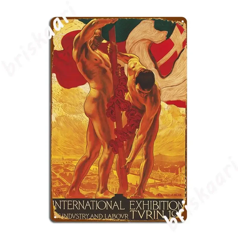 International Exhibition Of Industry And Labour Turin 1911 Italy Art Nouveau Poster Metal Plaque Cave Pub Tin Sign Poster