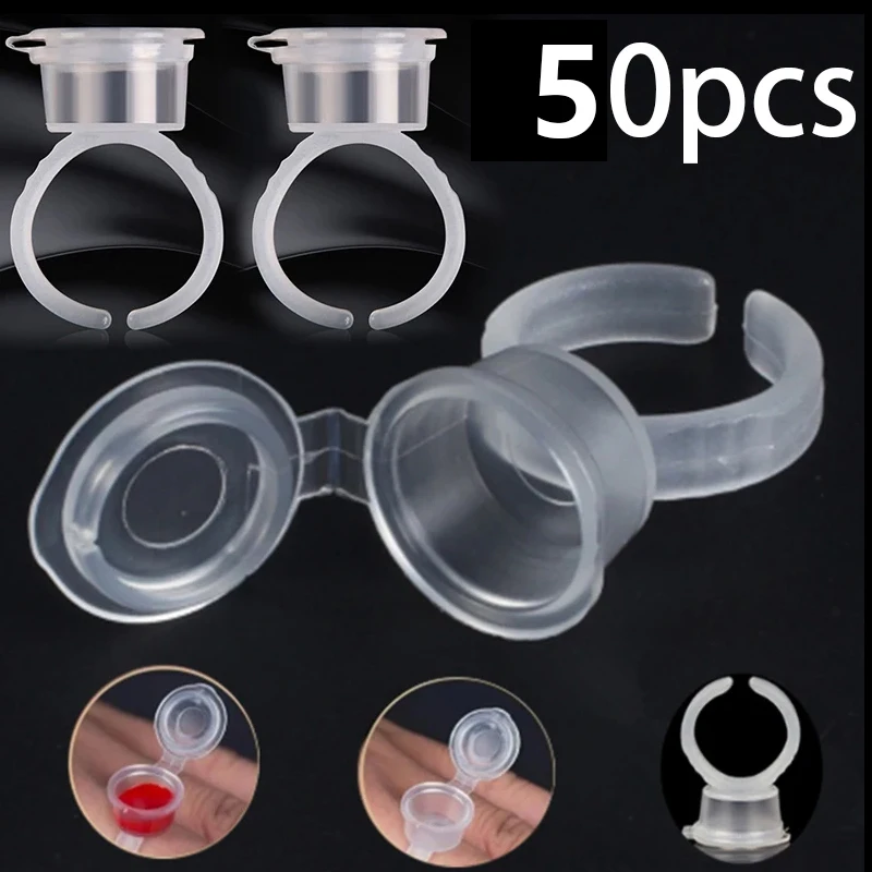 

50pcs Tattoo Ink Ring Cups Tattoo Supplies Disposable Permanent Makeup Eyebrow Lip Tool Accessories Microblading Pigment Cup Cap