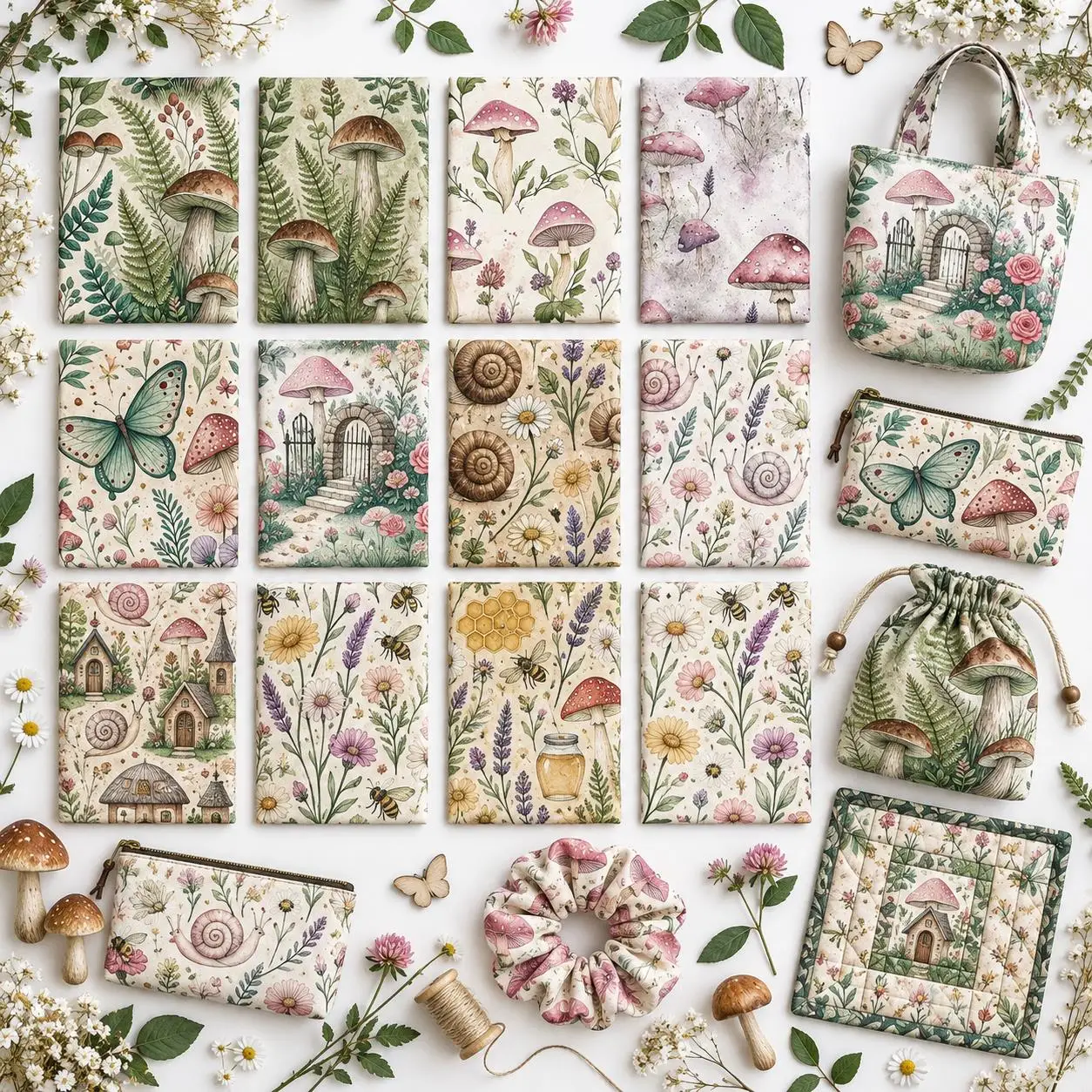 50*145cm Mushroom Patchwork Printed Polyester  Fabric for Tissue Sewing Quilting Fabrics Needlework Material DIY Handmade