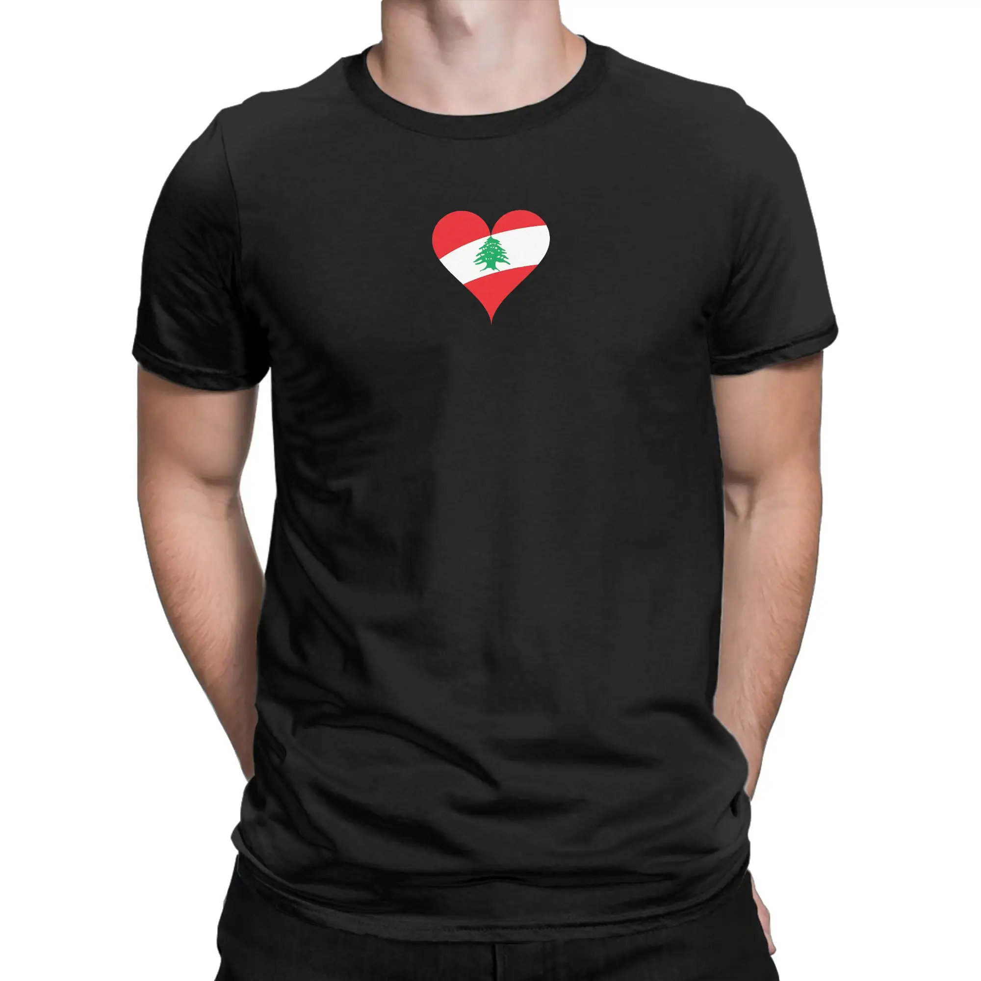 Harajuku T Shirt Lebanon Flag Heart Pure Cotton T-Shirts Cool Tshirt for Adult Summer Y2K Basic Casual Short Sleeve Clothing