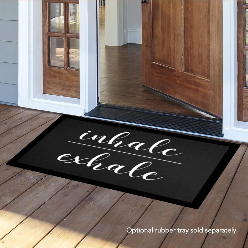 

Inhale Exhale Doormat Non-Slip Rubber Outdoor Door Mat Yoga Foot Mat Home Decor Yogi Indoor Rug Housewarming Gift 18x30