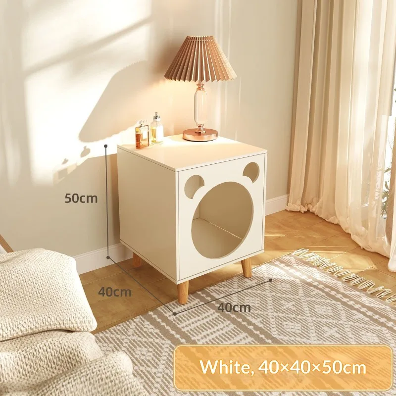 Living Room Cabinet Small Solid Wood Cat House Bedside Storage Cabinet Nightstand Drawers Dresser Pet Friendly Furniture view 4