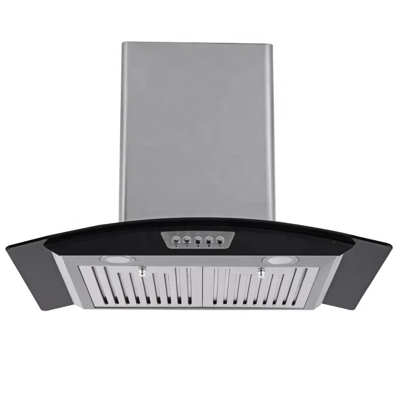 70 cm Popular Tempered glass full back luxury push switches  Stainless steel control panel decoration May hut   range hood