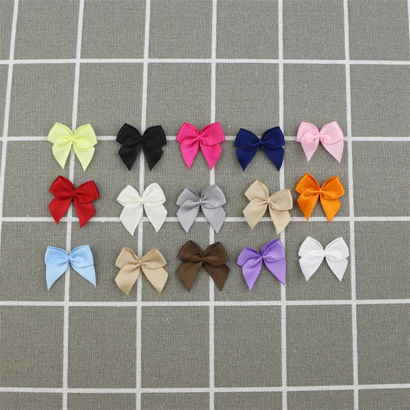 100pcs 25mm Satin Ribbon Bowknots DIY Wedding Christmas Clothes Party Decor Hair Accessories Gift Box Packing Materials Bows