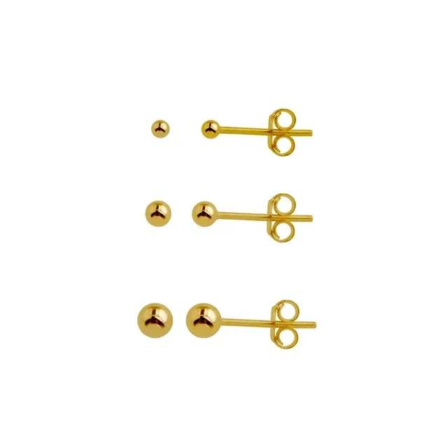 

925 Sterling Silver 2MM 3MM Tiny Balls studs Women Jewelry Gold Color Miniamal Delicate Simple Classic Multi Piercing Earring